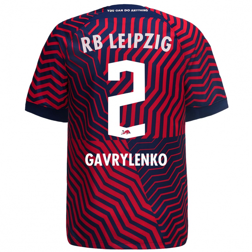 Moteriškas Oleksandr Gavrylenko #2 Mėlyna Raudona Išvykos Marškinėliai 2023/24 T-Shirt