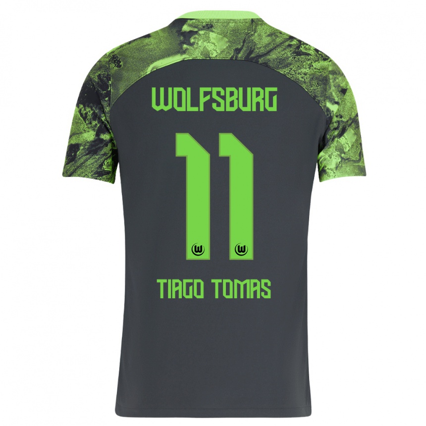 Moteriškas Tiago Tomás #11 Tamsiai Pilka Išvykos Marškinėliai 2023/24 T-Shirt