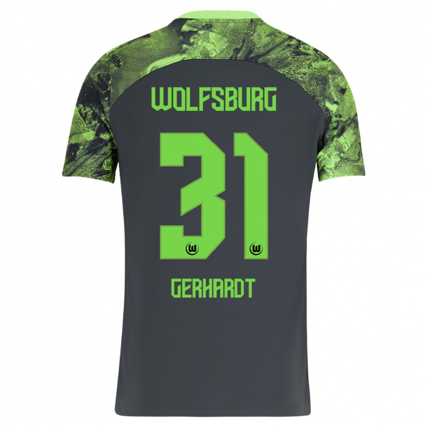 Moteriškas Yannick Gerhardt #31 Tamsiai Pilka Išvykos Marškinėliai 2023/24 T-Shirt