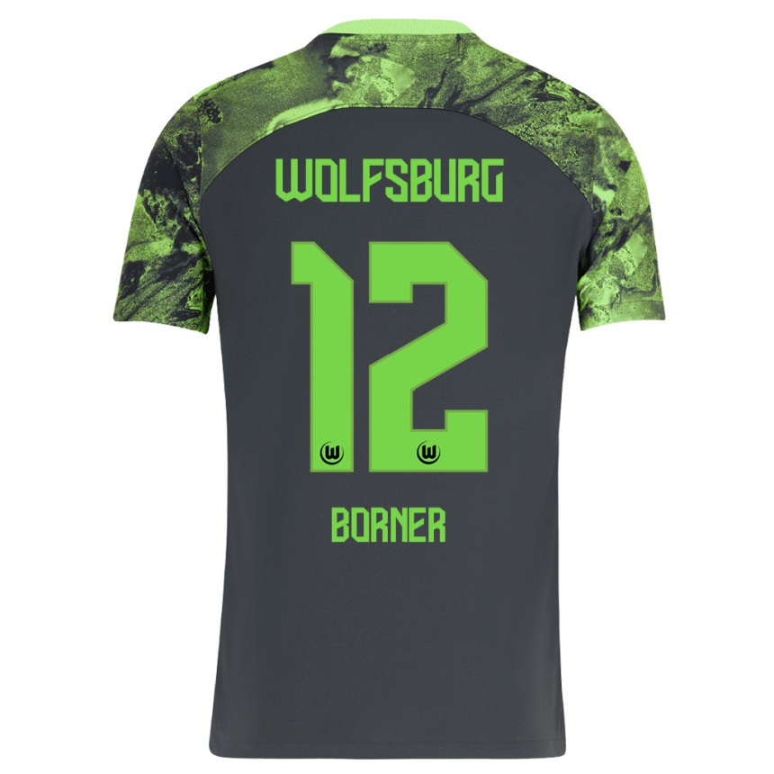 Moteriškas Benedikt Börner #12 Tamsiai Pilka Išvykos Marškinėliai 2023/24 T-Shirt