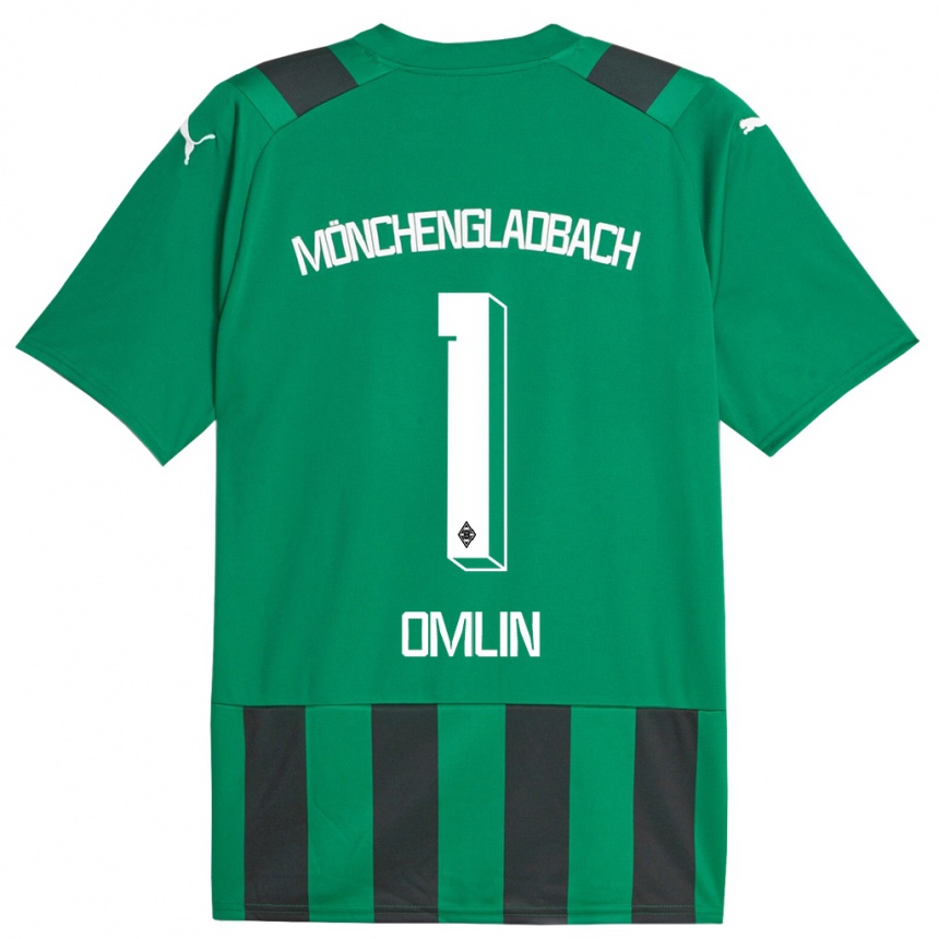 Moteriškas Jonas Omlin #1 Juoda Žalia Išvykos Marškinėliai 2023/24 T-Shirt