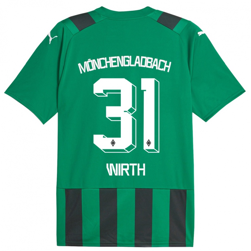 Moteriškas Linus Wirth #31 Juoda Žalia Išvykos Marškinėliai 2023/24 T-Shirt