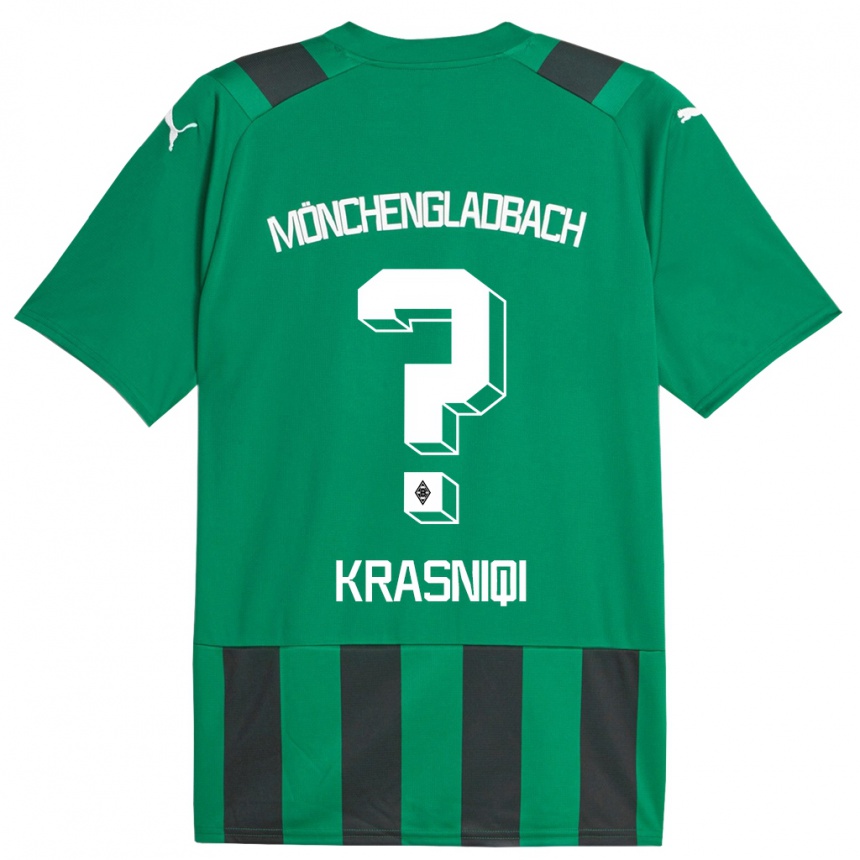 Moteriškas Engjell Krasniqi #0 Juoda Žalia Išvykos Marškinėliai 2023/24 T-Shirt