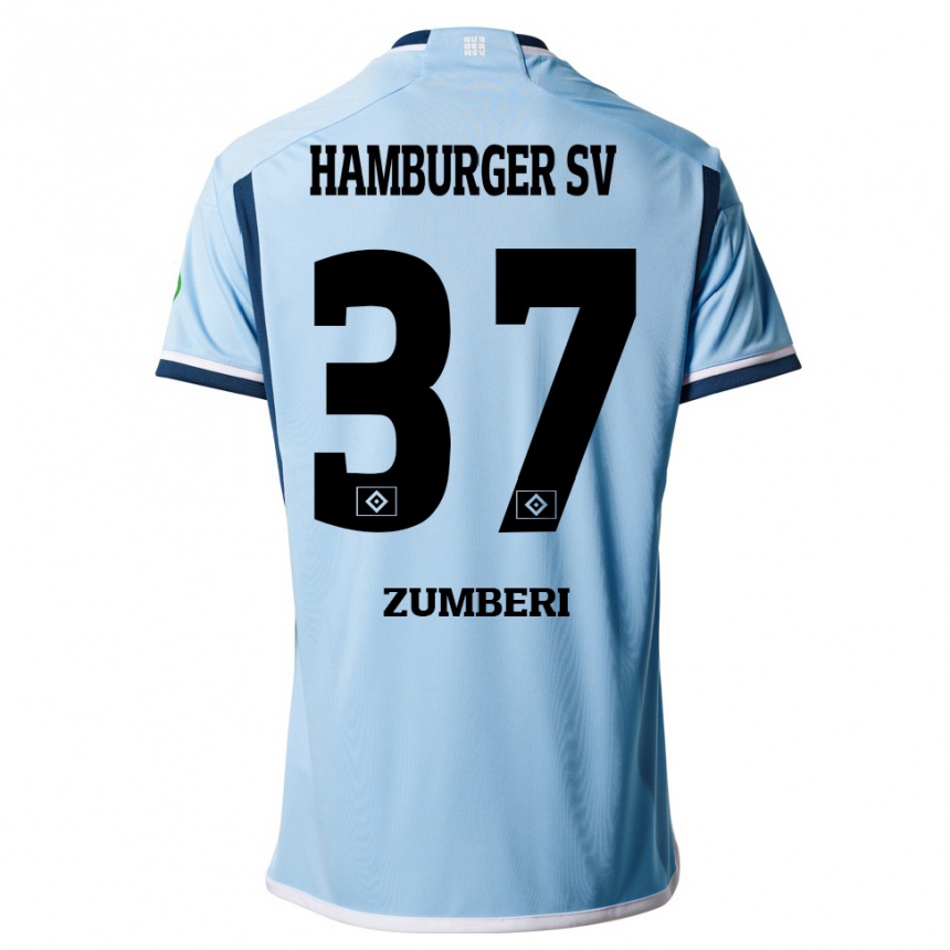 Moteriškas Valon Zumberi #37 Mėlyna Išvykos Marškinėliai 2023/24 T-Shirt