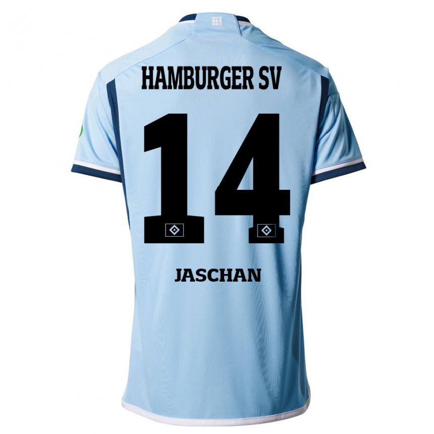 Moteriškas Endrik Jaschan #14 Mėlyna Išvykos Marškinėliai 2023/24 T-Shirt