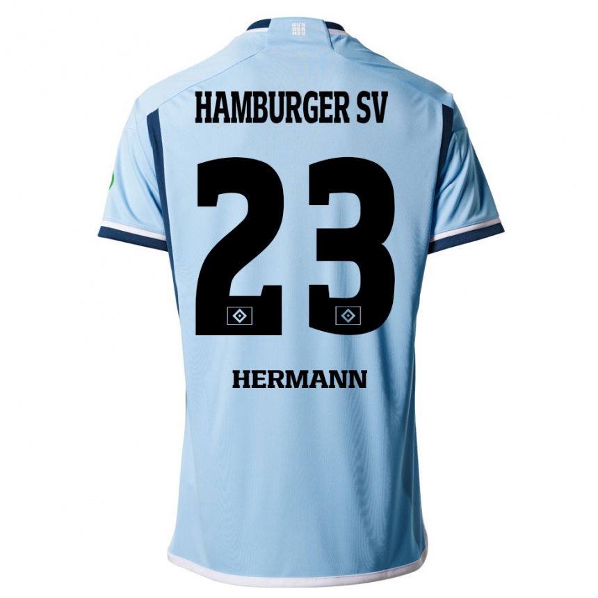 Moteriškas Hannes Hermann #23 Mėlyna Išvykos Marškinėliai 2023/24 T-Shirt