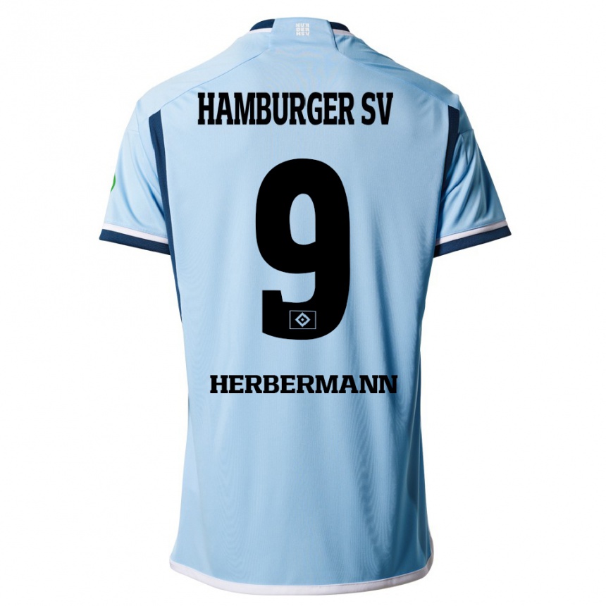 Moteriškas Kevin Herbermann #9 Mėlyna Išvykos Marškinėliai 2023/24 T-Shirt