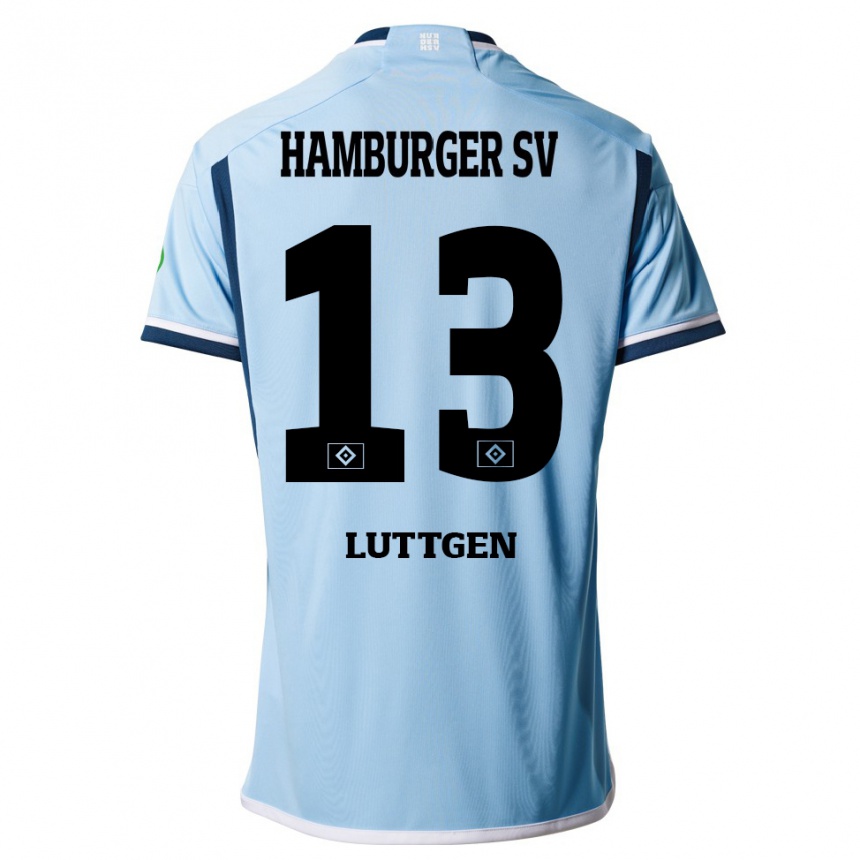 Moteriškas Lasse Lüttgen #13 Mėlyna Išvykos Marškinėliai 2023/24 T-Shirt