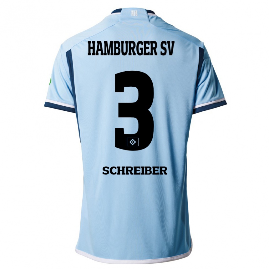 Moteriškas David Schreiber #3 Mėlyna Išvykos Marškinėliai 2023/24 T-Shirt