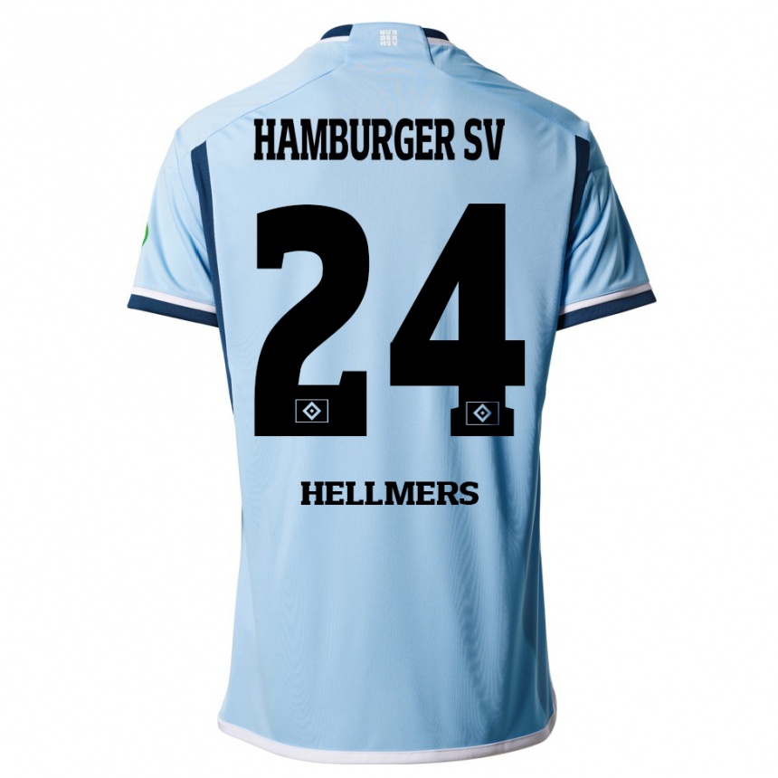 Moteriškas Maximilian Hellmers #24 Mėlyna Išvykos Marškinėliai 2023/24 T-Shirt