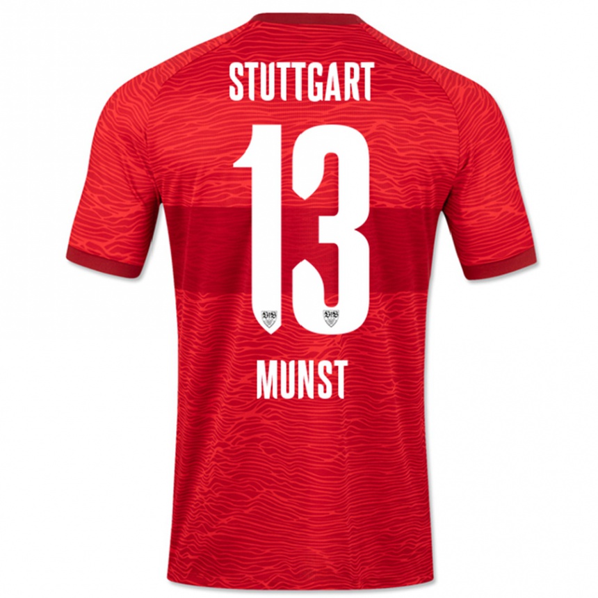 Moteriškas Leonhard Münst #13 Raudona Išvykos Marškinėliai 2023/24 T-Shirt