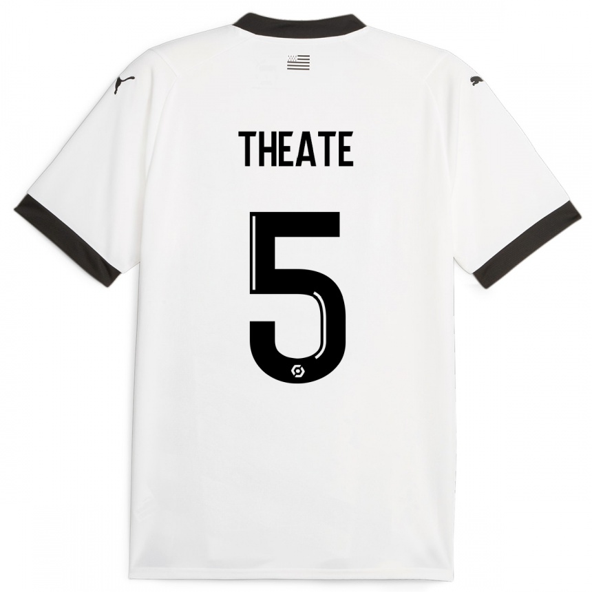 Moteriškas Arthur Theate #5 Baltas Išvykos Marškinėliai 2023/24 T-Shirt
