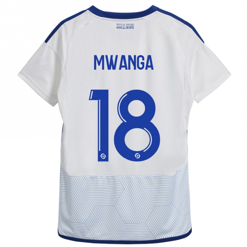 Moteriškas Junior Mwanga #18 Baltas Išvykos Marškinėliai 2023/24 T-Shirt