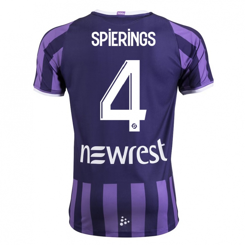 Moteriškas Stijn Spierings #4 Violetinė Spalva Išvykos Marškinėliai 2023/24 T-Shirt