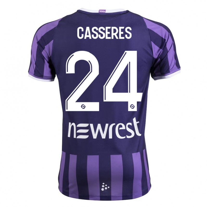 Moteriškas Cristian Cásseres Jr. #24 Violetinė Spalva Išvykos Marškinėliai 2023/24 T-Shirt