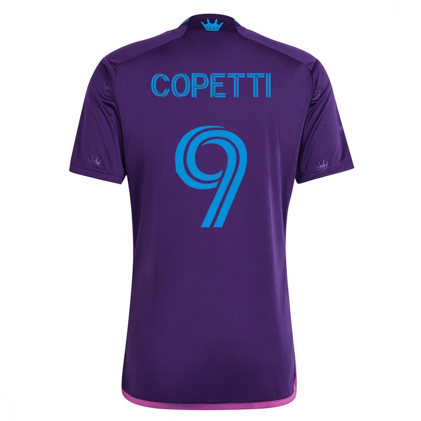 Moteriškas Enzo Copetti #9 Violetinė Išvykos Marškinėliai 2023/24 T-Shirt