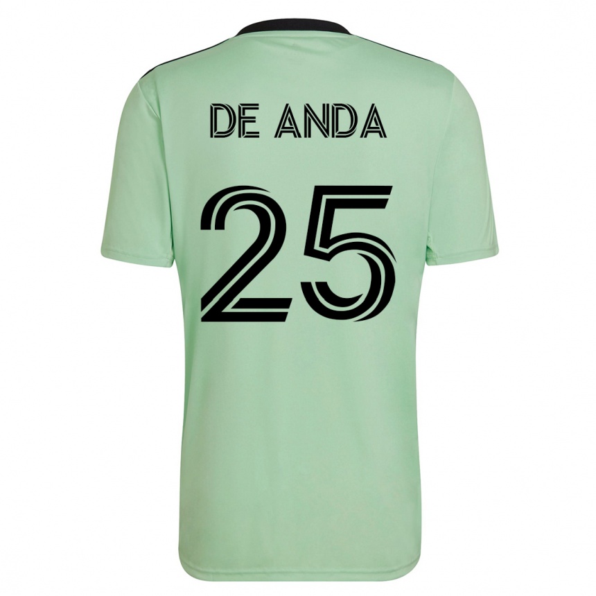 Moteriškas Anthony De Anda #25 Šviesiai Žalia Išvykos Marškinėliai 2023/24 T-Shirt