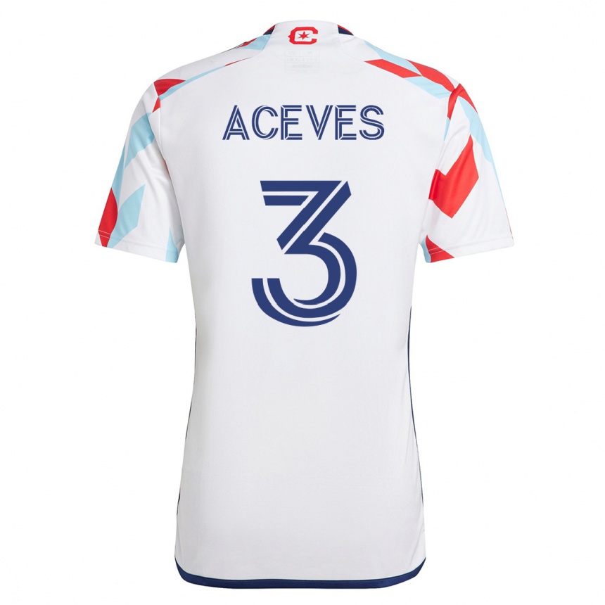 Moteriškas Alonso Aceves #3 Balta Mėlyna Išvykos Marškinėliai 2023/24 T-Shirt