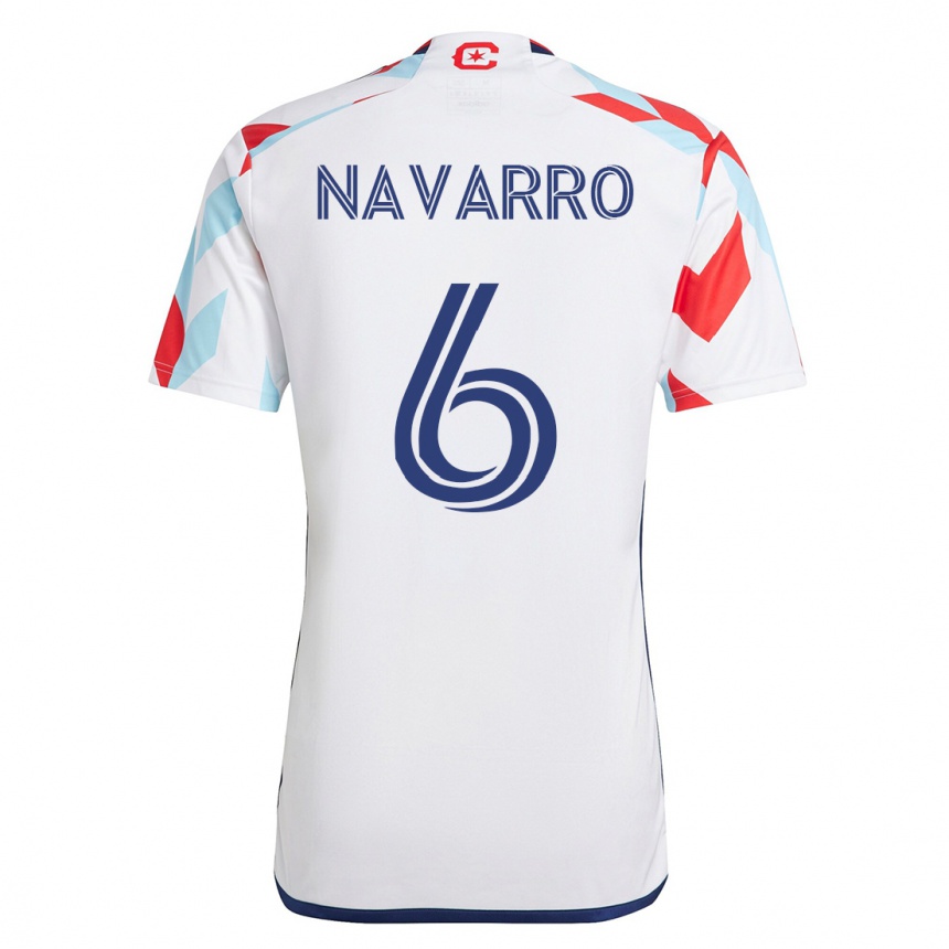 Moteriškas Miguel Navarro #6 Balta Mėlyna Išvykos Marškinėliai 2023/24 T-Shirt