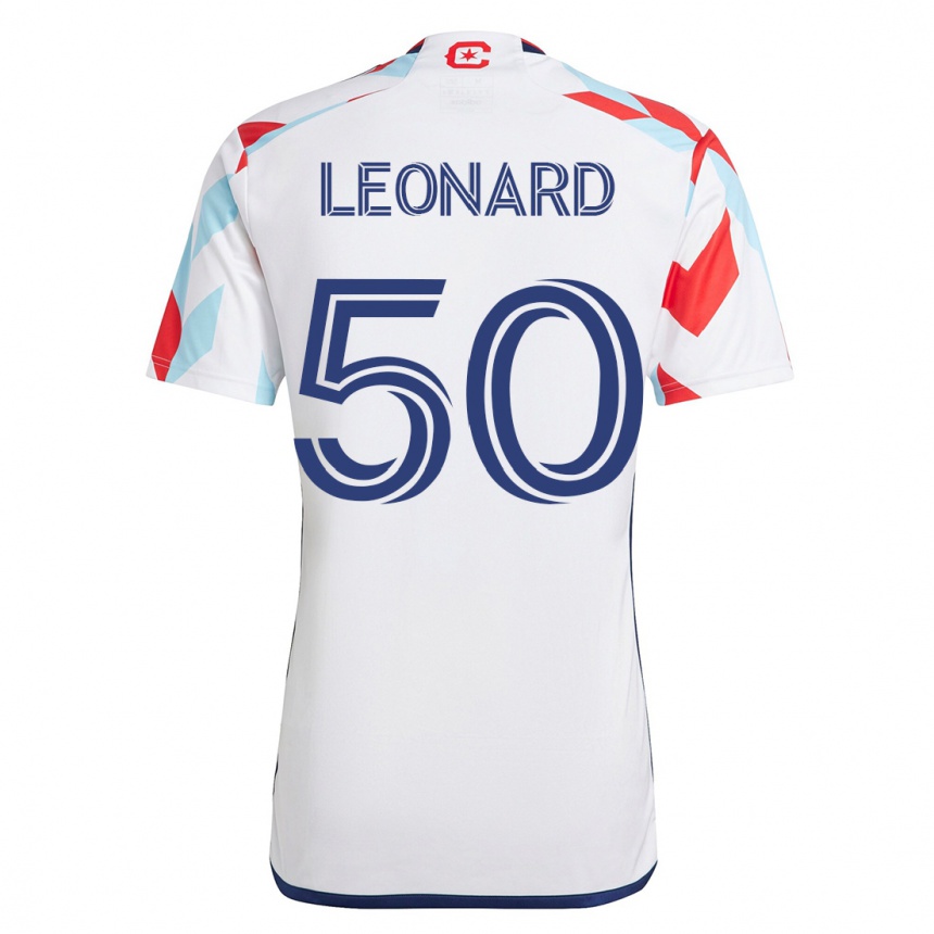 Moteriškas Eric Leonard #50 Balta Mėlyna Išvykos Marškinėliai 2023/24 T-Shirt