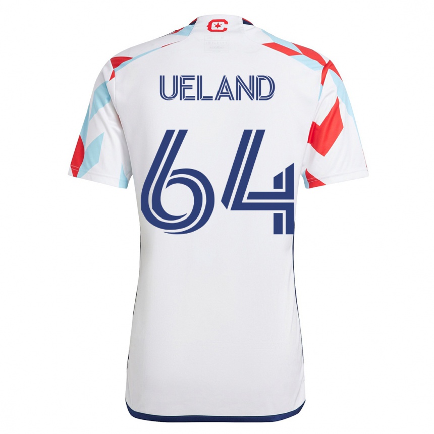 Moteriškas Andreas Ueland #64 Balta Mėlyna Išvykos Marškinėliai 2023/24 T-Shirt