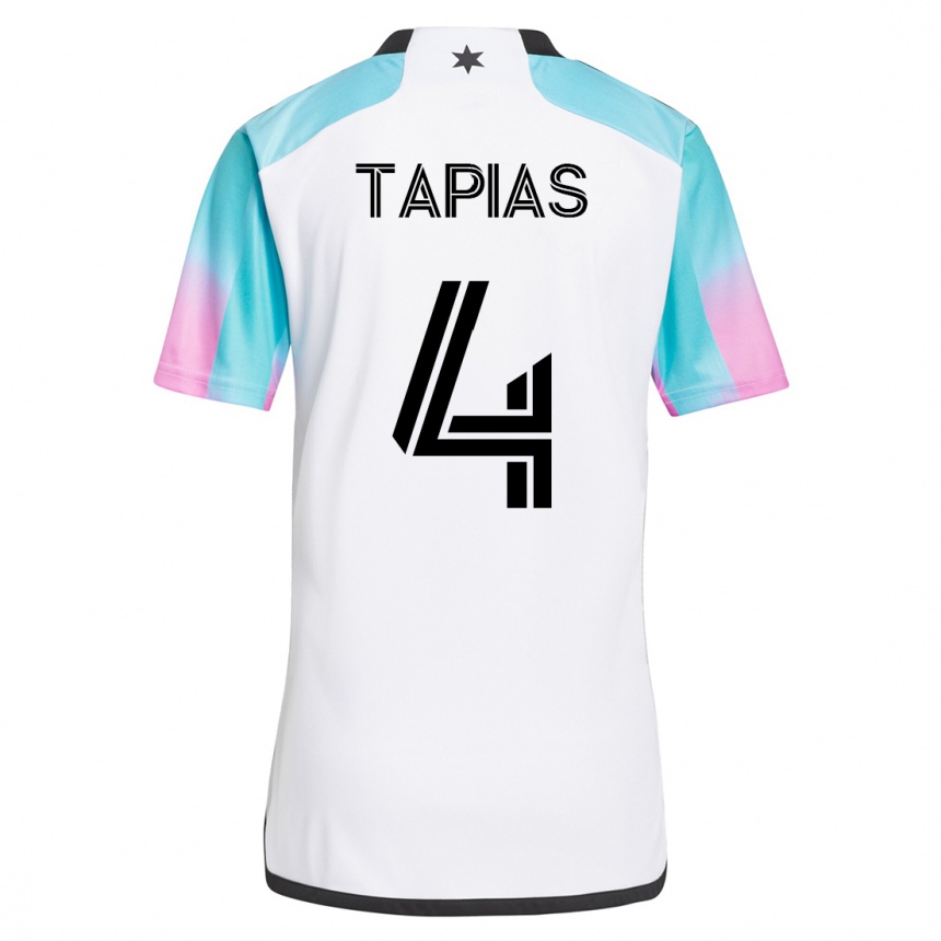 Moteriškas Miguel Tapias #4 Baltas Išvykos Marškinėliai 2023/24 T-Shirt