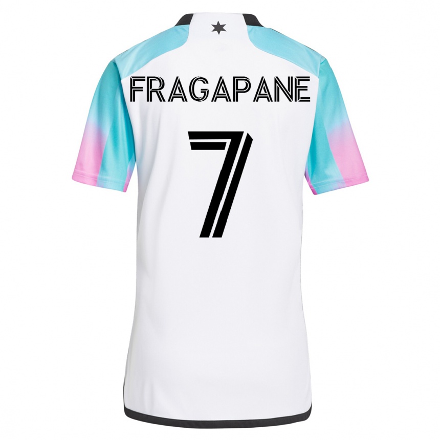 Moteriškas Franco Fragapane #7 Baltas Išvykos Marškinėliai 2023/24 T-Shirt