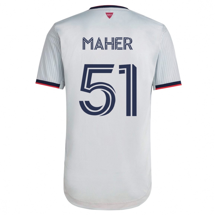 Moteriškas Josh Maher #51 Baltas Išvykos Marškinėliai 2023/24 T-Shirt