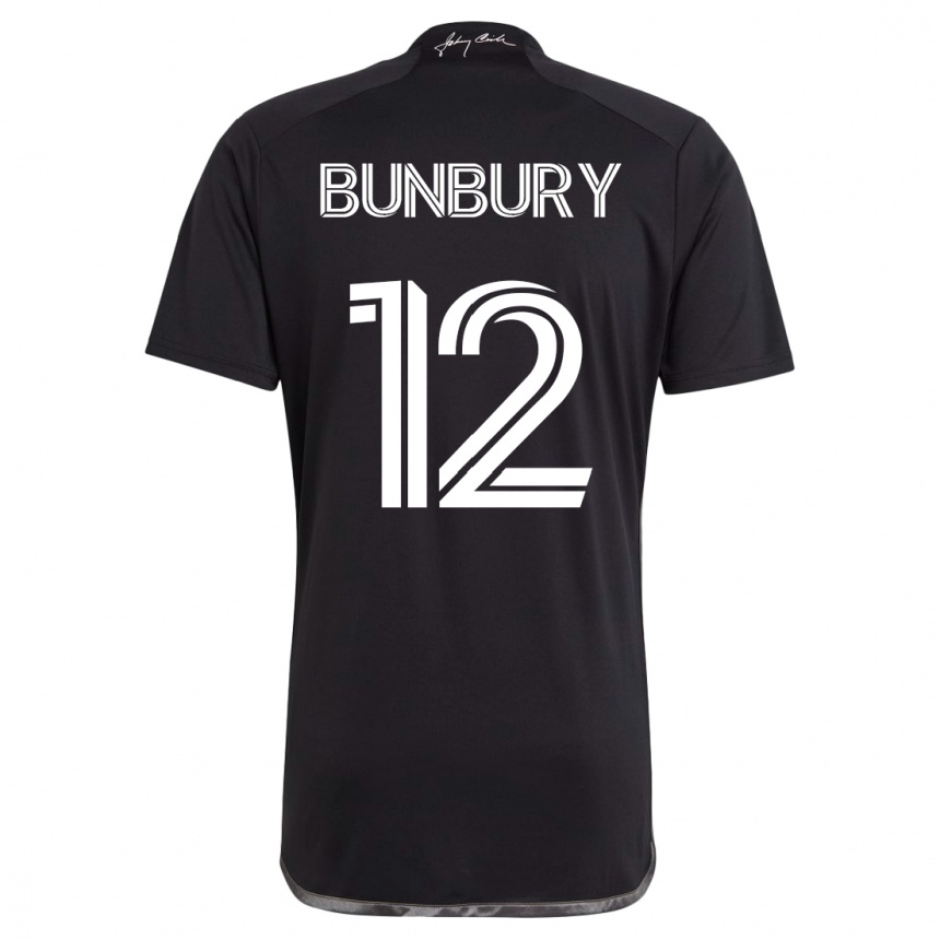 Moteriškas Teal Bunbury #12 Juoda Išvykos Marškinėliai 2023/24 T-Shirt