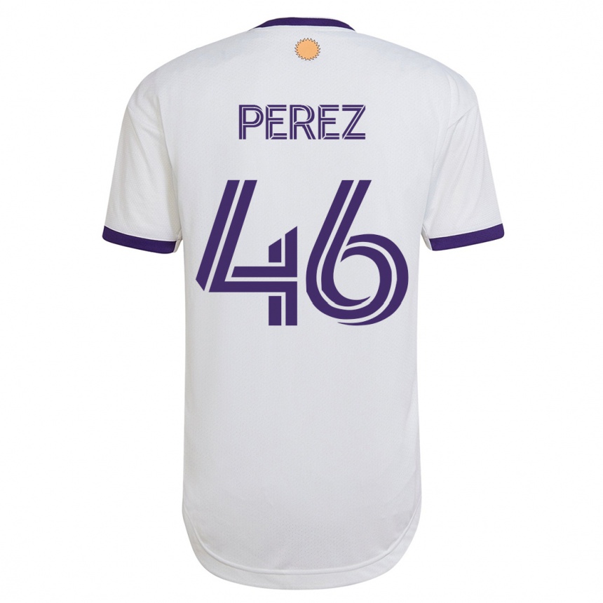 Moteriškas Franco Pérez #46 Baltas Išvykos Marškinėliai 2023/24 T-Shirt