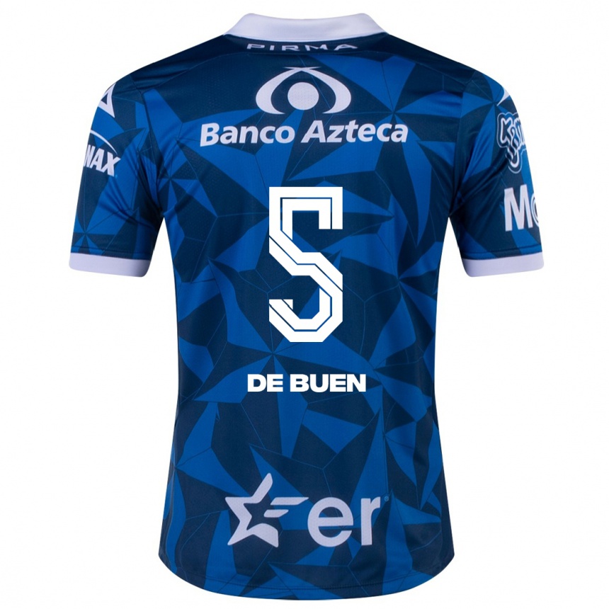 Moteriškas Diego De Buen #5 Mėlyna Išvykos Marškinėliai 2023/24 T-Shirt