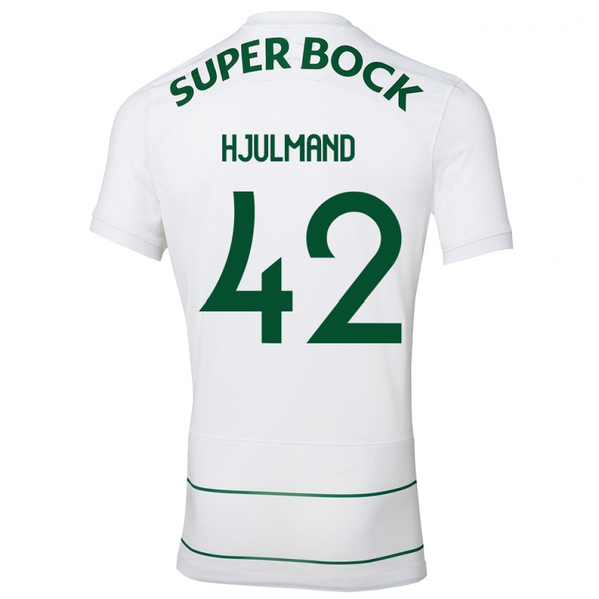 Moteriškas Morten Hjulmand #42 Baltas Išvykos Marškinėliai 2023/24 T-Shirt