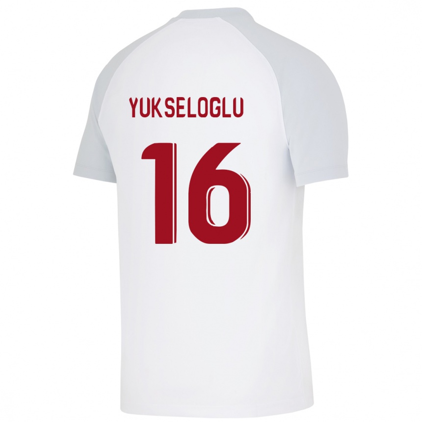 Moteriškas Ayaz Yükseloğlu #16 Baltas Išvykos Marškinėliai 2023/24 T-Shirt