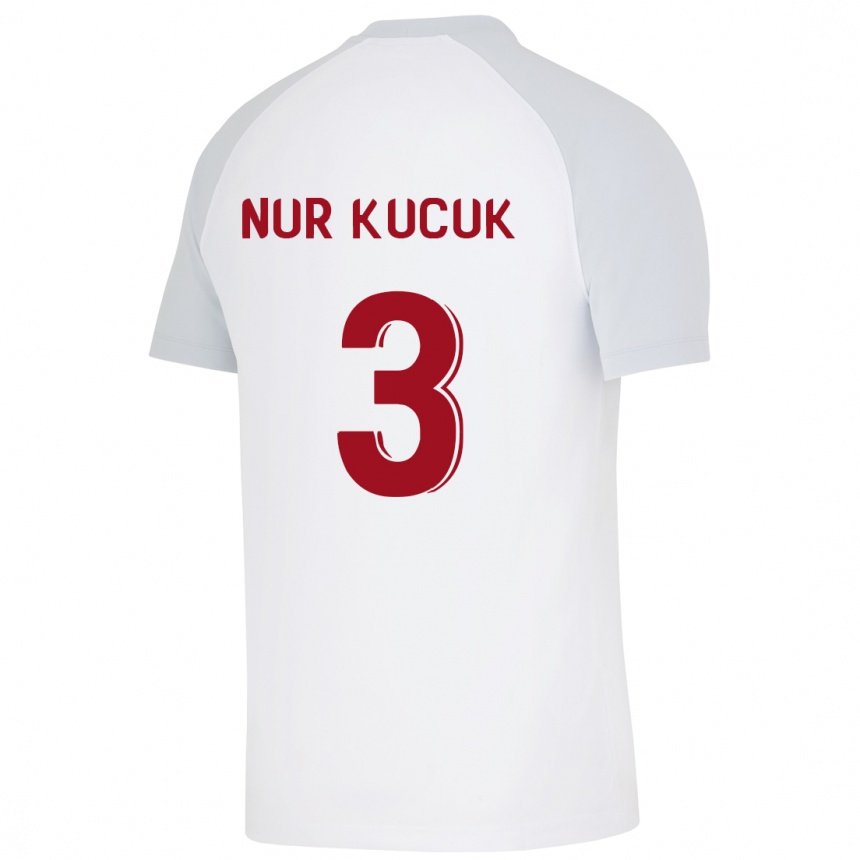Moteriškas Rabia Nur Küçük #3 Baltas Išvykos Marškinėliai 2023/24 T-Shirt