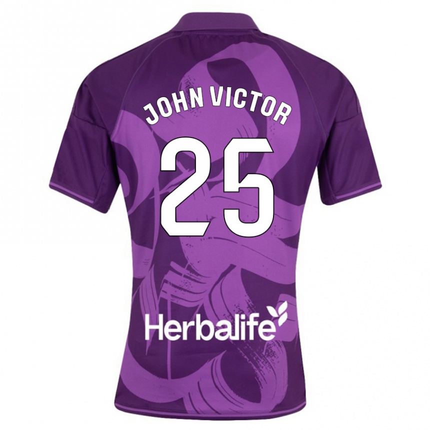 Moteriškas John Victor #25 Violetinė Išvykos Marškinėliai 2023/24 T-Shirt