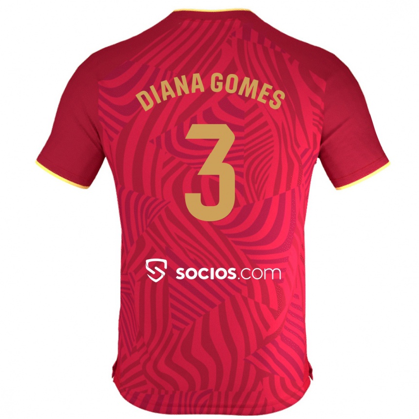 Moteriškas Diana Catarina Ribeiro Gomes #3 Raudona Išvykos Marškinėliai 2023/24 T-Shirt