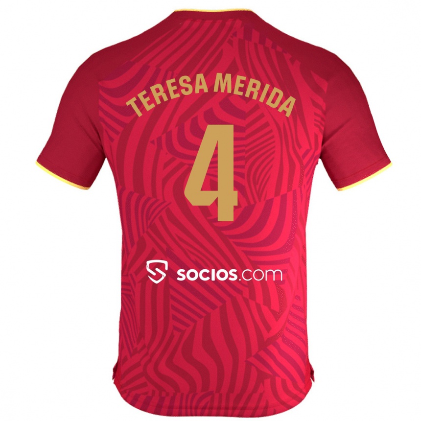 Moteriškas Teresa Merida #4 Raudona Išvykos Marškinėliai 2023/24 T-Shirt