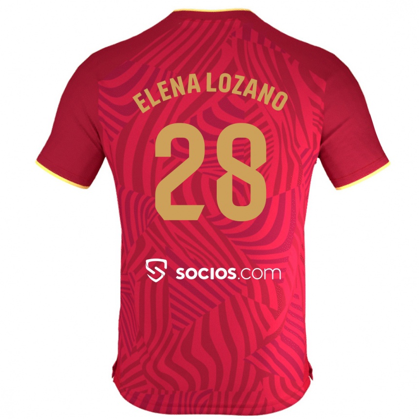 Moteriškas Elena Lozano Gallego #28 Raudona Išvykos Marškinėliai 2023/24 T-Shirt