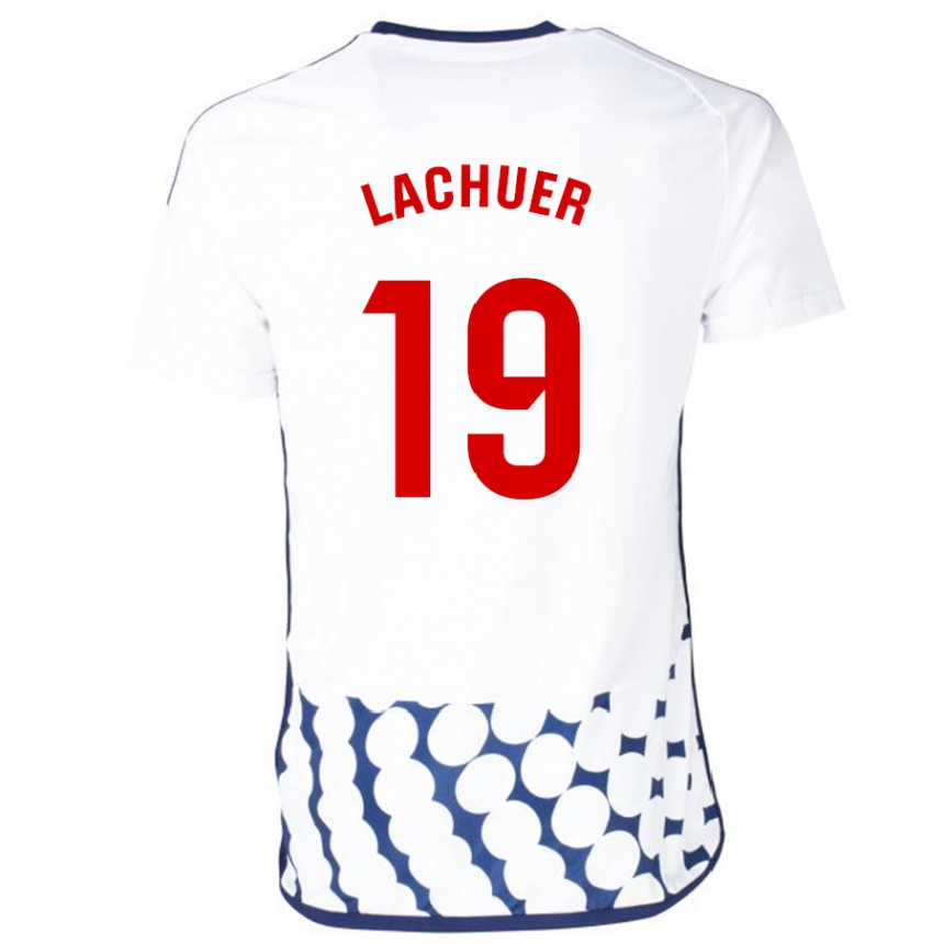 Moteriškas Mathis Lachuer #19 Baltas Išvykos Marškinėliai 2023/24 T-Shirt