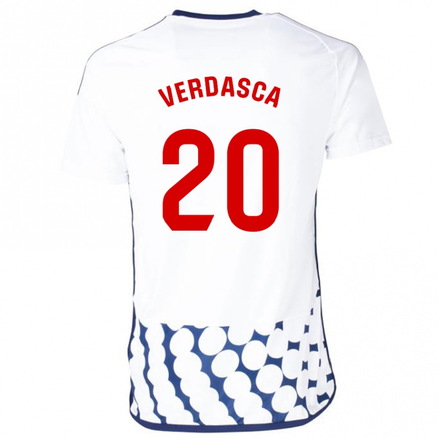 Moteriškas Diogo Verdasca #20 Baltas Išvykos Marškinėliai 2023/24 T-Shirt