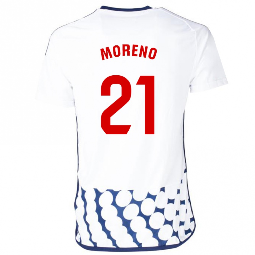 Moteriškas Diego Moreno #21 Baltas Išvykos Marškinėliai 2023/24 T-Shirt