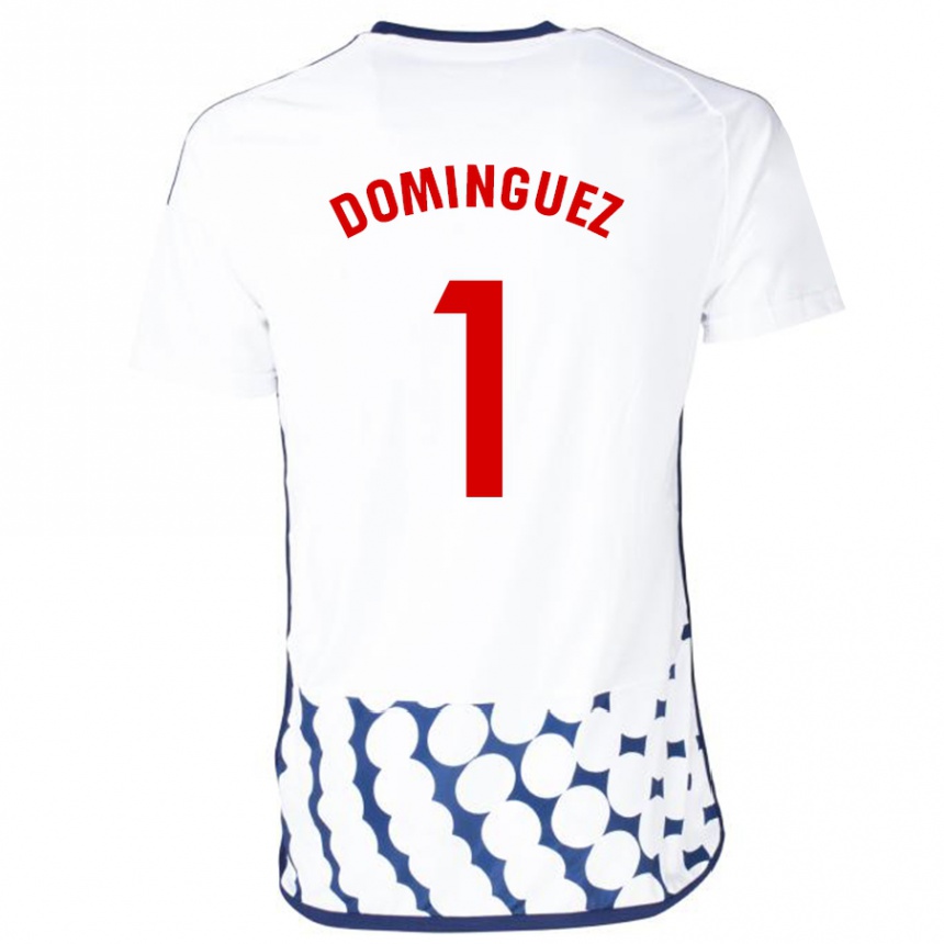 Moteriškas Iago Domínguez #1 Baltas Išvykos Marškinėliai 2023/24 T-Shirt