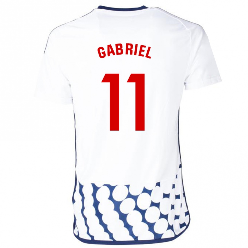 Moteriškas Sergio Gabriel #11 Baltas Išvykos Marškinėliai 2023/24 T-Shirt