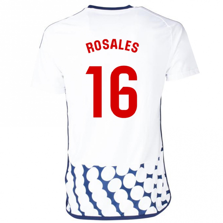 Moteriškas Diego Rosales #16 Baltas Išvykos Marškinėliai 2023/24 T-Shirt