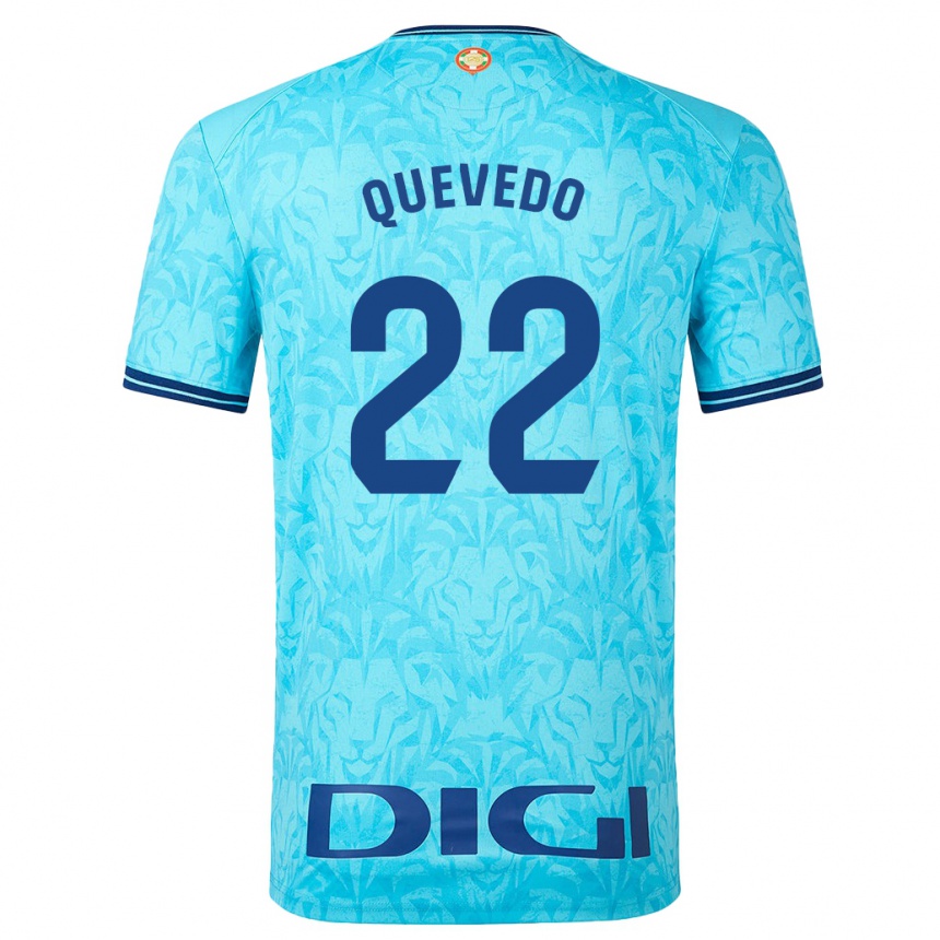 Moteriškas Ugaitz Quevedo #22 Dangaus Mėlynumo Išvykos Marškinėliai 2023/24 T-Shirt