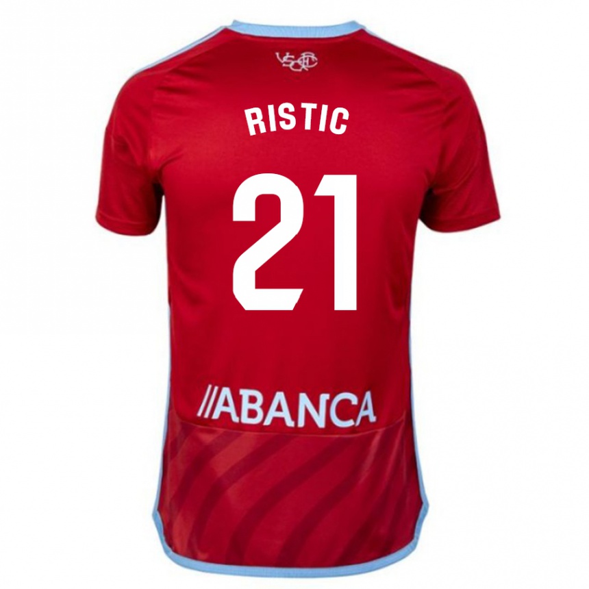 Moteriškas Mihailo Ristic #21 Raudona Išvykos Marškinėliai 2023/24 T-Shirt