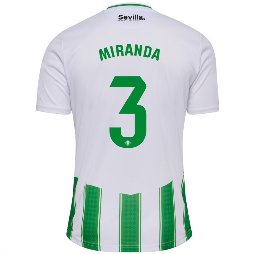 Vaikiškas Juan Miranda #3 Baltas Namų Marškinėliai 2023/24 T-Shirt