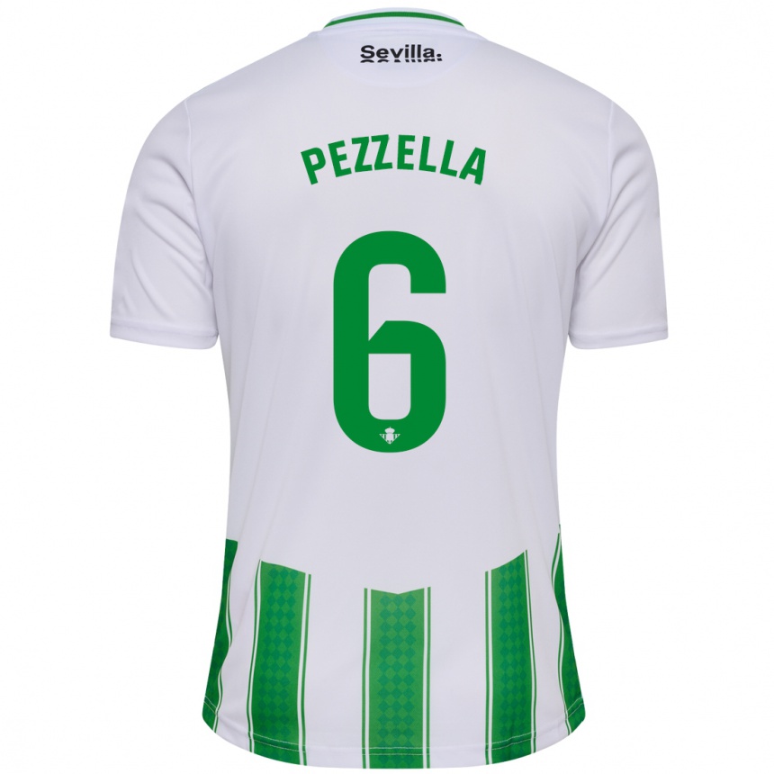 Vaikiškas Germán Pezzella #6 Baltas Namų Marškinėliai 2023/24 T-Shirt