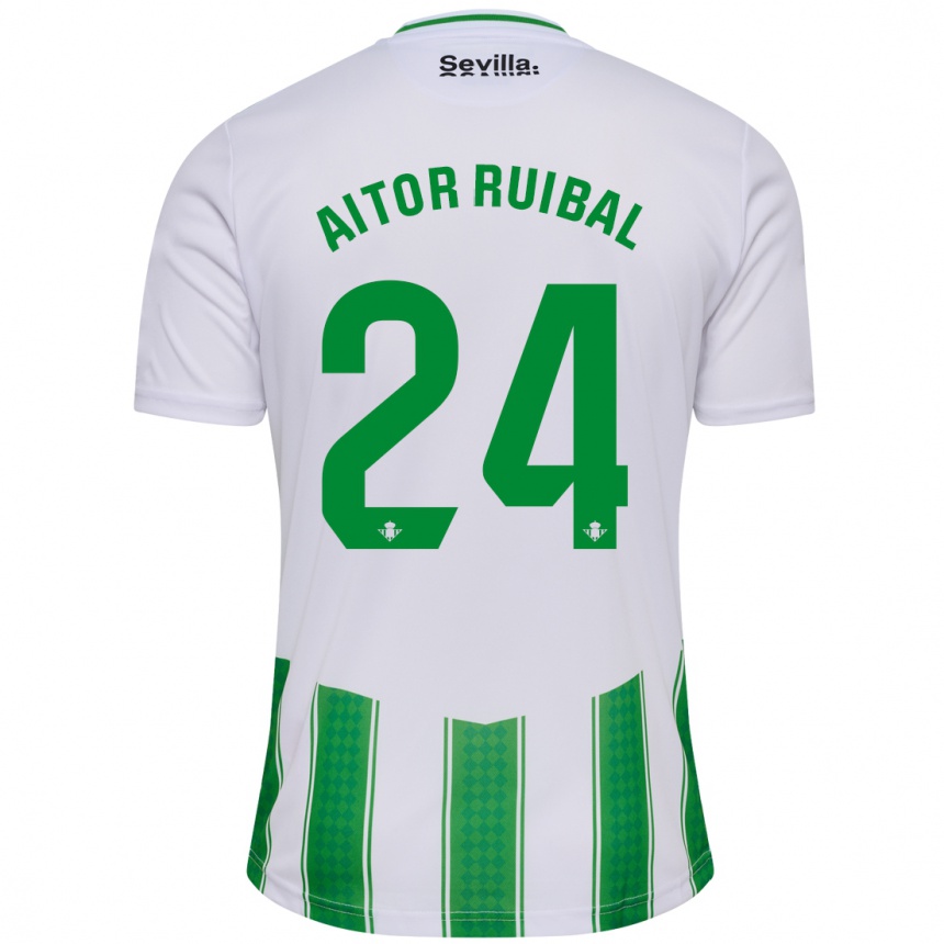 Vaikiškas Aitor Ruibal #24 Baltas Namų Marškinėliai 2023/24 T-Shirt