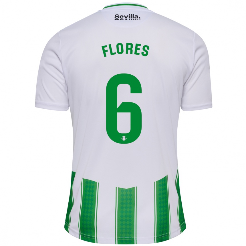 Vaikiškas Mateo Flores #6 Baltas Namų Marškinėliai 2023/24 T-Shirt